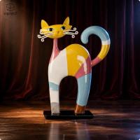 ราคา [szgrqkj3] การ์ตูน Feline ตุ๊กตาที่มีสีสัน Feline ประติมากรรมเคลือบเงาตกแต่งบ้านสําหรับชั้นวางจอแสดงผล (45015100374)