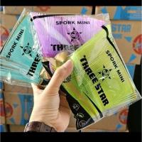 ราคา 50 ชิ้น Three Star ยี่ห้อ Mini Spork/ช้อนมินิสีสันสดใสและส้อม (46064905436)