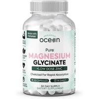 ราคา Organics Ocean Pure Magnesium Glycinate with Zinc - Maximum Strength Chelated Magnesium Supplement for Women and Men for Muscle Cramps and Sleep Support - 90 Capsule (50462595188)