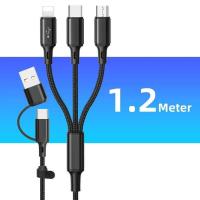 ราคา สายชาร์จเร็ว 3 in 1 สำหรับ iPhone Huawei Micro USB Type C สายชาร์จยาว 1.2 เมตร สายชาร์จหลายพอร์ต USB (48713397004)