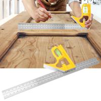 ราคา Dajrrhd Framing Square ไม้บรรทัดโลหะ 90 องศาสแตนเลสปรับชุดผสมมุมเครื่องมือวัดงานไม้ (48863841066)