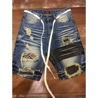 ราคา กางเกงยีนส์ขาสั้นคาดแถบหนังสีดำ ฟอกขาด( Hold’em Denim Style) (6344773191)