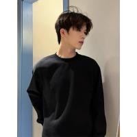 ราคา สีดําหนักรอบคอเสื้อกันหนาวผู้ชายฤดูใบไม้ร่วงฤดูหนาวสไตล์อเมริกันโปรไฟล์ด้านหน้าไหล่แขนยาวเสื้อยืดขนแกะอบอุ่นภายในด้านบ (57362152533)