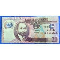 ราคา แบงก์เก่าใช้แล้ว ​โมซัมบิก​ Mozambique, 20 Meticais, ใช้แล้ว, B874 (52412025680)