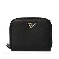 ราคา Saffiano Triangle Compact Zip Around Wallet Black มือสอง (24220582510)