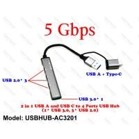 ราคา TINYTECH 2 in 1 USB A และ USB C ถึง 4 พอร์ต USB Hub 1 USB 3.0 3 USB 2.0 รองรับ OS Windows OS ทั้งหมด MacOS (41830749638)