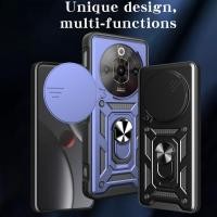 ราคา เคสโทรศัพท์สําหรับ ZTE nubia Focus 5G Blade A75 5G nubia Focus Pro 5G พร้อมขาตั้งโลหะ, หมุนได้ 360 องศา, หน้าต่างเลื่อนสําหรับเลนส์, ที่ยึดในรถยนต์ (56104603677)