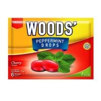 ราคา WOODS PEPPERMINT LOZENGES SORE THROAT DROPS CHERRY 6S (EXP: 06/2028) (21880136851)