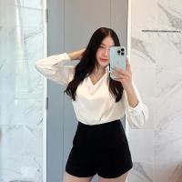 ราคา เสื้อคอถ่วง ใส่ทำงาน ออกงาน เรียบหรู (23746701893)