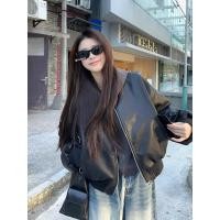 ราคา 【xxavc825h0】เสื้อแจ็คเก็ตหนัง PU สีดำ สไตล์เกาหลี สำหรับผู้หญิง รุ่นใหม่ปี 2026 (47764654790)