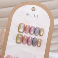 ราคา เล็บปลอมคอลเลกชันการออกแบบสีลูกกวาดกดบนเล็บด้วยกาวเล็บปลอมแมวตาการออกแบบธรรมดาออกแบบ พลอยเทียม เอฟเอ็ม025 (26972417619)