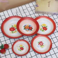 ราคา DAHUO จานเคลือบเหล็ก, จานเคลือบทรงกลมสไตล์จีนสมัยเก่า, ทนทาน ธีมคิดถึงเหล็กเคลือบถาดเก็บอาหารขนมขบเคี้ยว (49914406878)