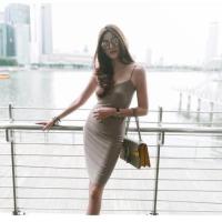 ราคา เดรสสายเดี่ยวผ้า ITY งานเย็บอย่างปราณีตมาก เนื้อผ้าดี (142481272)