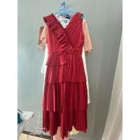 ราคา เดรสอัดพลีทยาวสีแดง (25719105369)