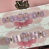 ราคา เล็บเจลแท้ สีม่วงลูกแก้วแต่งลาย น่ารัก สีสวย เงางาม แถมฟรี กาว+ตะไบ (41705055438)