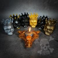 ราคา งานประติมากรรมหัวกะโหลกเรซิ่น ใส่มงกุฎ Skull Crown Candle Holder (27414107049)
