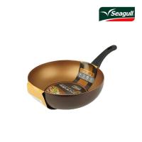 ราคา [สินค้าส่งด่วน] SEAGULL กระทะทรงลึก พรีเมี่ยม โกลด์ 28 ซม. SEAGULL PREMIUM GOLD DEEP FRY PAN 28 CM. (46310915081)
