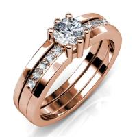 ราคา รับประกัน 3 ปี Daisini 2 in 1 แหวนแต่งงานคริสตัล Swarovski Luxury Rose Gold สีคู่แถวสําหรับผู้หญิงโรแมนติก Engageme Party เครื่องประดับ (52761381878)