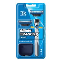 ราคา ถูกสุด คุ้มสุด! Gillette Mach 3 Turbo ยิลเลตต์ มัคทรี เทอร์โบ ด้ามมีดโกน 1 ด้าม+ใบมีดโกน 2 ชิ้น พร้อมกล่องเก็บใบมีด (42205063049)