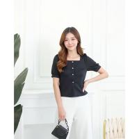 ราคา COTTONBELLS ATASAN CASUAL WANITA ALMEDHA KNIT BUTTON PLAID SQUARE TOP (AL - B 13072) (52564451033)