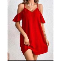 ราคา Forever21 Minidress มินิเดรส สีแดง สายเดี่ยว ระบายแขน freesize (22446594828)