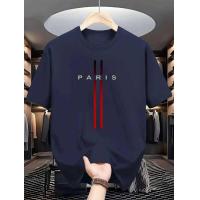 ราคา เสื้อยืดแขนสั้นคอกลมสบาย ผู้ชาย 100% ผ้าฝ้ายบริสุทธิ์ แฟชั่นฤดูร้อนหลวม พิมพ์ตัวอักษรปารีส 100% (29788788346)