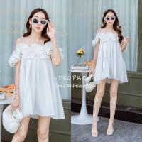 ราคา เดรสสายเดี่ยวเปิดไหล่ระบายๆน่ารักมากๆ (22760574875)