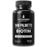 ราคา Biotin + Saw Palmetto แคปซูลสําหรับการเจริญเติบโตของเซลล์รูขุมขน แม็กซิมส์ ผมหนาและสุขภาพต่อมลูกหมาก ผลิตภัณฑ์เสริมอาหาร 120 แคปซูล (53063811264)