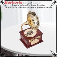 ราคา NORBORTO กล่องดนตรีแผ่นเสียง, กลไก Retro ประณีต Clockwork Gramophone Music Box, Vintage Music Box ABS Mini ขนาด Clockwork Music Box โต๊ะตกแต่ง (47114766927)