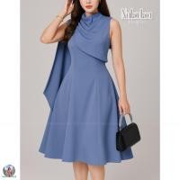 ราคา (( PP04 )) รหัส 4044: Dress ชุดเดรส ออกงาน เพื่อนเจ้าสาว ดีเทลแต่งสไบ แขนกุด กระโปรงบานพรางหุ่น NSK brand.88 (43065560655)