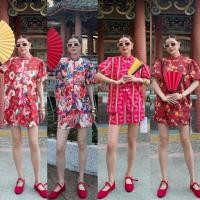 ราคา CN SHORT BALLOON #9982 x2 (Set2ชิ้น เสื้อ+กระโปรงกางเกง) เซ็ทเสื้อคอจีน ชุดกี่เพ้า ชุดตรุษจีน สีแดง รับอังเปา (53404434084)