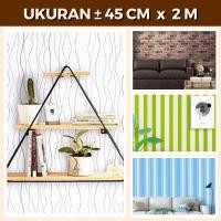 ราคา วอลเปเปอร์สติ๊กเกอร์ติดผนังลายอิฐสีขาวล้วน Walfafer Dimding Pastel Blue Stripes Aesthetic (46114959803)