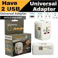 ราคา Universal Travel Adapter Plug 2 USB All In International Worldwide Travel Adaptor Plug Socket For CN/EU/UK Converter (45565101475)