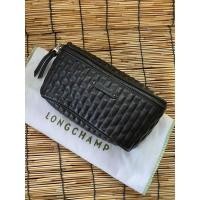 ราคา LONGCHAMP Black Amazone Matelasse Pouch Bag หนังแกะนิ่ม (17486320935)