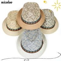 ราคา NICOLOO หมวกแจ๊สปานามา, หมวกกันแดดชายหาดฟางกันแดด, แฟชั่นลายสก๊อต Fedoras หมวกผู้ชาย (54714903691)