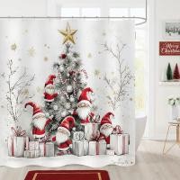 ราคา คริสต์มาส Gnome ม่านอาบน้ํา Xmas Tree Balls กล่องของขวัญเกล็ดหิมะฤดูหนาววันหยุดผ้าม่านห้องน้ํากันน้ําผ้าโพลีเอสเตอร์ผ้าม่านอาบน้ํา 72 x 72 นิ้ว 12 ตะขอ (57211477735)
