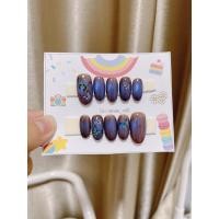ราคา เล็บปลอมสีเจล สีน้ำตาล เหลือบลูกแก้วม่วง แต่งผีเสื้อ แถมกาว+ตะไบ (7779533151)