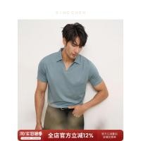 ราคา [ผ้าฝ้าย Modal ยืดหยุ่นสูง] ZINGCHEN ZINGCHEN เสื้อโปโลคอวีแขนสั้นผู้ชายพื้นผิวมันวาวเสื้อยืดคอปก (44565278855)