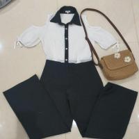 ราคา ชุดจั้มสูทขายาว สีขาว-ดำ (5461958682)
