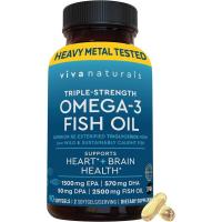 ราคา Viva Naturals Triple Strength เม็ดน้ํามันปลา Omega 3 – สูตรหญ้าหวานสูง 2500 มก. พร้อมกรดไขมัน Omega 3 ขนาด 2250 มก. (รวม EPA, DHA, DPA) ในรูปแบบ rTG สําหรับการดูดซึม – IFOS Cer (56863918945)