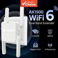 ราคา ตัวขยายสัญญาณไวไฟ WiFi 6 แบบ AX1500 2.4G/5GHz ย่านคู่ 4*2DBI บูสเตอร์เสาอากาศ ขยายสัญญาณไวไฟ 6 เพิ่มสัญญาณไวไฟ 6 ระยะทางไกล ติดตั้งง่าย (55512771041)