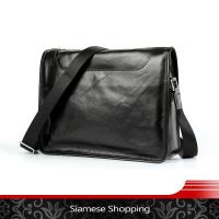 ราคา กระเป๋าสะพายข้าง สำหรับผู้ชาย หนังแท้ 100% Cowhide Leather รุ่น SU001 สีดำ (750815199)