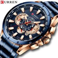 ราคา CURREN men's watch casual fashion top brand stainless steel waterproof sports quartz watch 8363X (25936321424)