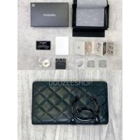 ราคา [หมด][Used] กระเป๋าสตางค์ใบยาว Chanel Cambon Long Bifold Wallet หนังแกะ สีดำ หนังแท้ มือสอง ของแท้ สภาพดี ราคาถูกมากค่า (4503701547)