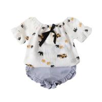 ราคา ชุดลายช้างกับกางเกงระบายขาสั้น/ชุดเด็ก/ช้างน่ารัก/เสื้อกางเกง/babyclothes (7409751673)