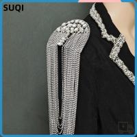 ราคา SUQI 1 PC พู่เพชรอินทรธนู, เข็มกลัดไหล่ Rhinestone ที่ถอดออกได้, หรูหราประกายลูกปัดตกแต่งเข็มกลัด Epaulet (57715093678)