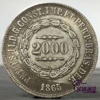 ราคา คอลเลกชันโบราณ ต่างประเทศเงินดอลลาร์18665บราซิล2,000รีสเหรียญโบราณเก่าดอลลาร์ แม่บ้าน เหรียญเงินที่ระลึกวัตถุเก่า0091 (43428013665)