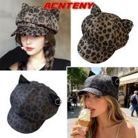 ราคา ACNTENY คอนเทนตี้ หมวกเบเรต์หูแมว,การออกแบบหูแมวทรงแปดเหลี่ยมหมวกหูแมว,น่ารักอบอุ่นวัสดุเสือดาวพิมพ์สไตล์ย้อนยุคหมวกเบเร่ต์เดินทางแ (54364362653)