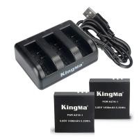 ราคา Kingma แท่นชาจ 3 ช่องพร้อมแบตเตอรี่ 2 ก้อน สำหรับ Xiaomi Yi 4k (1677535763)