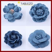 ราคา CODTABLEZO Denim Flower, Lace Trim Scrapbooking ดอกไม้ประดิษฐ์, Headwear DIY ผ้ายีนส์เสื้อผ้าดอกไม้ (41483082955)
